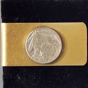 1935 U.S. Liberty Indian Head Coin On Silver Tone Credit Card/Money Clip Vintage